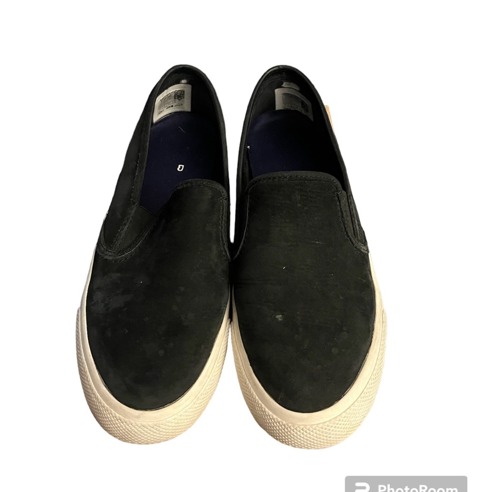 Sperry Women's Black Suede Waterproof Slip On Black Sneakers Size 7